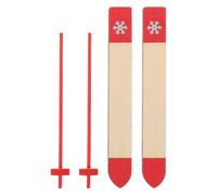 Gatuida 4 set di sci e bastoncini in miniatura in legno, accessori per lo sci in casa delle bambole per scene di vacanze natalizie, mini decorazioni per sport invernali per