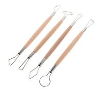 Gatuida 4pezzi Strumenti per Argilla Doppia estremità Manico in Legno Acciaio Inossidabile per Scultura Ceramica Sapone Cera Modellazione Hobbisti Forniture
