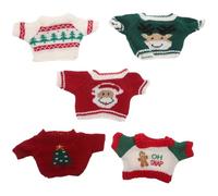 Gatuida 5 pezzi di vestiti per bambole di Natale, accessori, maglioni, set di invernali per bambole di Natale, albero di Babbo , abbigliamento lavorato a maglia con stampa per decorazioni
