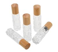 Gatuida 5 pezzi Flaconcini Roll Vetro con Tappo in Bamboo Bottiglie Ricaricabili per Estratti Essenziali e Contorno Occhi Portatili e Facili da Trasportare per Viaggi