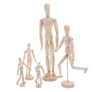 Gatuida 5 Pezzi Manichino in Legno Articolato con Base Regolabile Modello Umano per Disegno e Studio Anatomico Manichino da Tavolo per Artisti e Schizzi Creativi