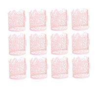 Gatuida 50 Pezzi di Carta per Candele Candele da Cena Paralume per Lumini Carta Tagliata Involucro per Lumini Candele Finte Porta Lumini A LED Porta Lumini Copri Lumini Rosa