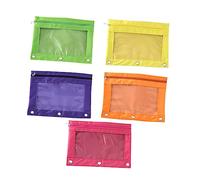 Gatuida 5pezzi Astucci Portapenne Trasparenti Con Cerniera Grande Capacità e Tre Rinforzati Organizer Cancelleria Oxford Per Scuola e Ufficio Colori Misti Giallo Arancio Rosa Verde