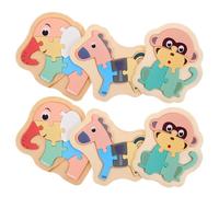 Gatuida 6 pezzi di giocattoli puzzle in legno con animali: puzzle Montessori con elefante, scimmia e cavallo per bambini - giocattolo didattico per l'abbinamento delle forme