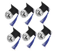 Gatuida 6 Pezzi Mini Cappelli Laurea Cake Topper con Nappa e Palle Disco Blu Decorazioni Leggere per Cupcake Festa Laurea e Celebrativa