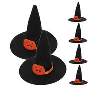 Gatuida 6 Pezzi Mini cappello da strega cappelli tradizionali da uomo mini cappelli per bambole berretto da strega di Halloween cappello da bottiglia di Halloween Panno in feltro Nero