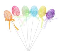 Gatuida 6 Pezzi Ramo Decorativo Uova di Pasqua Artificiali in Schiuma 4x6 Cm, Stelo Pasquale per Decorazioni Festive, Bouquet Pasquale Fai da Te per Casa e Festa