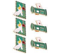 Gatuida 6 Pezzi Spilla Postale Retrò in Metallo, Verde, Cassetta Postale e Colombo, Accessorio Vintage Leggero per Uso Quotidiano e Feste a Tema