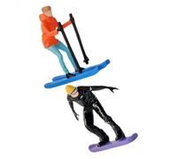 Gatuida 64, Set 2 Pezzi Maschio e Femmina Dipinti a Mano, Modelli di Sci da Neve Bastoncini per Diorama e Scene in Miniatura