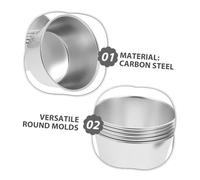 Gatuida 8 pezzi Stampi Mini Tart in Acciaio al Carbonio Antiadherente Stampo Rotondo per Muffin Cupcake Budini e Dolci Distribuzione Calore Uniforme Facilità di Rilascio e Pulizia