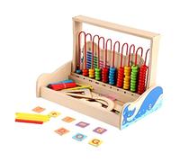 Gatuida Abaco Didattico in Legno per 10 Perline Colorate Strumento Educativo per la Matematica e Sviluppare Abilità Logiche per Scuola e Casa