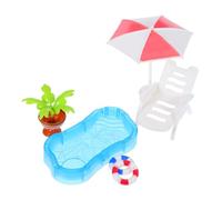 Gatuida Accessori Per Piscina Da Gioco in Miniatura Per Casa Delle Bambole Sedie Da Spiaggia in Miniatura Ombrelloni e Piscine Per Decorazioni Per Case Delle Bambole e Giardini Delle Fate