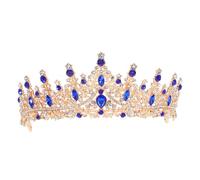 Gatuida accessorio per a diadema della principessa del matrimonio diadema di strass da sposa barocca d'epoca nuziale barocca Lega di zinco Blu