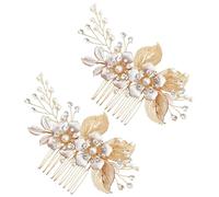 Gatuida Accessorio per Chioma da Sposa in Metallo Oro 2 Pezzi Motivo a Fronda, Stile Classico e Contemporaneo, Flessibile per Tutte le Acconciature, per Matrimoni