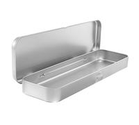 Gatuida Astuccio Portapenne in Metallo Coperchio, Iron Pencil Case Rettangolare Argentato per Studenti, Custodia Singolo Strato, Scatola Portamatite Resistente per Scuola e Ufficio