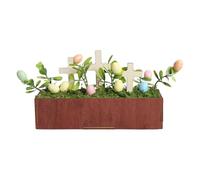 Gatuida Bonsai di uova di Pasqua con croce: uova di schiuma artificiale, ornamento da tavolo per feste in giardino, casa, festival - Novità di ornamento pasquale