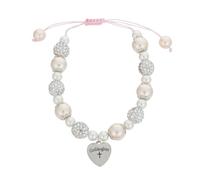 Gatuida Bracciale Battesimo Cuore Croce Regolabile per Ragazze, Bambine | Ciondolo a Croce e Forma Cuore, Uso Quotidiano e Battesimo, Plastica e Carta, Card