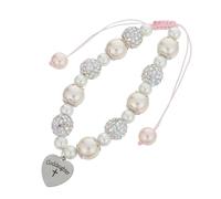 Gatuida Bracciale Ciondoli a Forma di Croce e Cuore per Battesimo e Comunione, Resistente ai Graffi allo Sbiadimento, in Plastica e Carta, per Uso Quotidiano