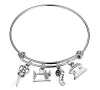 Gatuida Bracciale Rigido Espandibile Per Donna in Acciaio Inossidabile Ciondolo Forma Di Macchina Da Cucire e Antiruggine