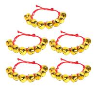 Gatuida Braccialetti Natalizi Campanelle 5 Unit per Ragazzo Ragazza in Metallo Oro Cinturini Lisci e Suono Tintinnante per Feste di Natale e Party
