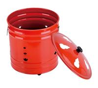 Gatuida Bruciatore Inceneritore Smaltato Rosso Resistente per Giardino Secchio Robusto per Bruciare Carta Rifiuti e Offerte Materiale Spesso e Isolamento Termico Sicuro