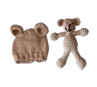 Gatuida Cappellino Morbido Con Orecchie e Orsetto Giocattolo Per Fotografie Beige Accessori Commemorativi Per Mesi