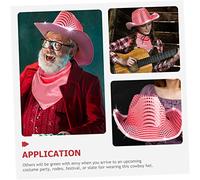 Gatuida Cappello Cowboy Con Lustrini E Luci LED Ampia Protettiva Contro UV Western Per Feste E Cosplay Taglia Rosa
