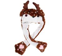 Gatuida Cappello Natalizio in Peluche Orecchie Mobili, Berretto Morbido e Caldo in Cotone Pp e Poliestere, Accessorio Festa Divertente per Inverno, Halloween e Cosplay