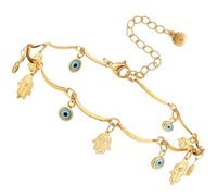 Gatuida Cavigliera da Donna Regolabile in Oro Amuleto Occhio Malocchio, Braccialetto alla Caviglia Leggero e Delicato, Gioielli Protettivi per Ragazze Adolescenti e Stile Minimalista