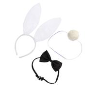 Gatuida Cerchietto Orecchie Coniglio Bianco Fiocco e Coda Morbida, Comodo e Pratico, per Costumi di Carnevale e Feste in Maschera Colore Casuale