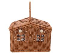 Gatuida Cesto da Picnic Piccolo in Finto Rattan a Forma di Casa con Manico, Cestino Intrecciato Rustico per Matrimonio e Bomboniere, Organizer Leggero per Picnic e Eventi all’Aperto