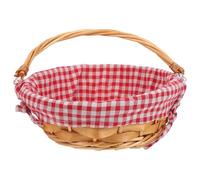 Gatuida Cesto di Vimini Intrecciato a Mano Rotondo con Manico e Fodera Scozzese Portaoggetti Multifunzionale per Picnic Cucina e Matrimonio Ventilato e Naturale per Frutta Verdura e