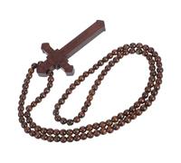 Gatuida Collana Ciondolo a Croce in Legno Naturale da Uomo e Donna, Gioielli Cristiani Unisex Perline da Preghiera, Collana Religiosa per Bomboniere Natalizie e Uso Quotidiano
