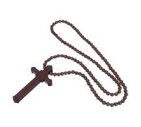 Gatuida Collana di Perline Religiose in Legno Ciondolo a Croce per Uomo e Donna, Gioielli Cristiani da Chiesa e Accessorio per Specchietto Retrovisore Auto, Regalo Natalizio e Bomboniera
