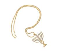 Gatuida Collana Religiosa Menorah Ciondolo a 9 Teste in Cristallo e Stella di David Strass Gioiello Ebraico Unisex per Regalo Chanukkah e Celebrazione Hanukkah
