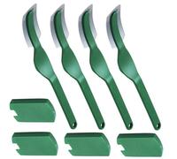 Gatuida Coltello per Pane 4 Pezzi in Acciaio Inox Lama Curva, Utensile da Cucina per Tagliare e Segnare Impasti, Raschietto per Pane Copertura Verde per Uso Domestico e Pasticceria