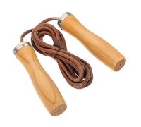 Gatuida Corda per Saltare con Manico in Legno e Corda in Pelle di Bovina Attrezzo da Fitness Resistente e Portatile per Adulti e Principianti per Esercizi di Educazione Fisica e