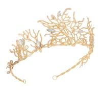 Gatuida Corona Nuziale Barocca in Lega Dorata Opaca Cristalli e Perle Tiara da Sposa Elegante e Accessori per Chioma Copricapo Versatile per Matrimoni Feste e Cerimonie 1 Pezzo