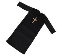 Gatuida Costume da Prete Maschile Halloween Speciale Nero Taglia Unica 170-185 Cm, Abito da Sacerdote per Feste e Travestimenti, Accessorio Decorativo per Adulti