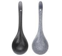 Gatuida Cucchiai da Minestra in Ceramica a Manico, Set 2 Pezzi Blu e Nero, Resistenti All’usura per Uso Domestico e Riso, Design Ergonomico e Adulti