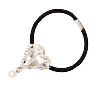 Gatuida Elastico per Chioma Donna Charm a Cuore con Pietre Bianche, Alta Elasticità, Elegante Accessorio per Chioma per Matrimonio e Festa