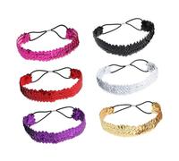 Gatuida Fasce per Chioma da Donna con Paillettes Reversibili e Cordino Elastico, 6 Pezzi Eleganti per Creare Un'atmosfera Estiva in Ogni Occasione Colore Casuale