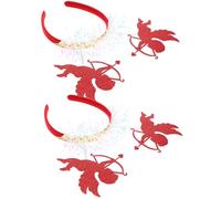 Gatuida Fasce per Chioma da Festa di San Cuore Rosso Set 2 Pezzi in Similpelle e Feltro Design Regolabile per Adulti Accessori Coppia per Matrimonio e Party