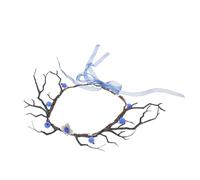 Gatuida Fascia per Capelli con Corna da Cervo Realistiche Corona Floreale Artigianale Blu Accessorio Cosplay Rinascimentale per Donne per Halloween e Feste Autunnali