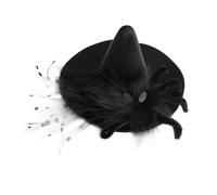 Gatuida Fermaglio per Chioma Mini Cappello da Strega Nero in Satin, Leggero e Facile da Indossare, per Feste di Halloween e Party Scolastici