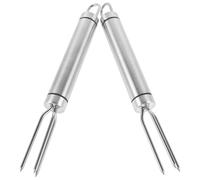 Gatuida Forchette per Mais in Acciaio Inossidabile 2 Pezzi, Piccole e Portatili, Accessori per Barbecue e Picnic, Struttura Semplice e Resistente al Calore