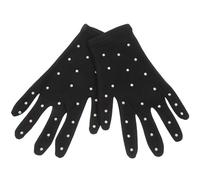 Gatuida Guanti per Pattinaggio Artistico Nera in Fibra Elastica | Decorazione con Pietre e Rete, Leggeri da Portare, Dita Flessibili, per Bambine e Cosplayer