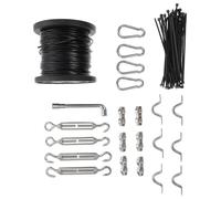 Gatuida Kit di Sospensione per Luci da Esterno Tensionatore Filettato | Acciaio Inossidabile e Pvc, Nero, Resistenza a Ruggine e Acqua, Regolazione Semplice