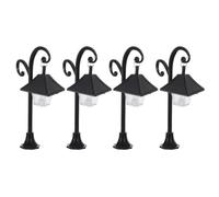 Gatuida Lampioni Dimensioni 14,3x8x4,4cm Vintage per Casa delle Bambole Illuminazione Realistica a LED Integrata, Set da 4 Pezzi in Abs Nero per Feste di Compleanno e Esposizioni
