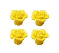 Gatuida Maniglie a Forma di Fiore Rosa in Ceramica Gialla per Mobili e Cassetti, Pomelli Decorativi per Armadi e Guardaroba, Set da 4 Pezzi per Arredamento Casa e Accessori Cucina